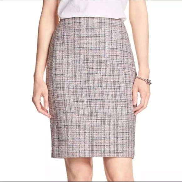 *BANANA REPUBLIC* Pink x Blue Tweed Fashion Pencil Skirt Size 10 - Picture 2 of 11